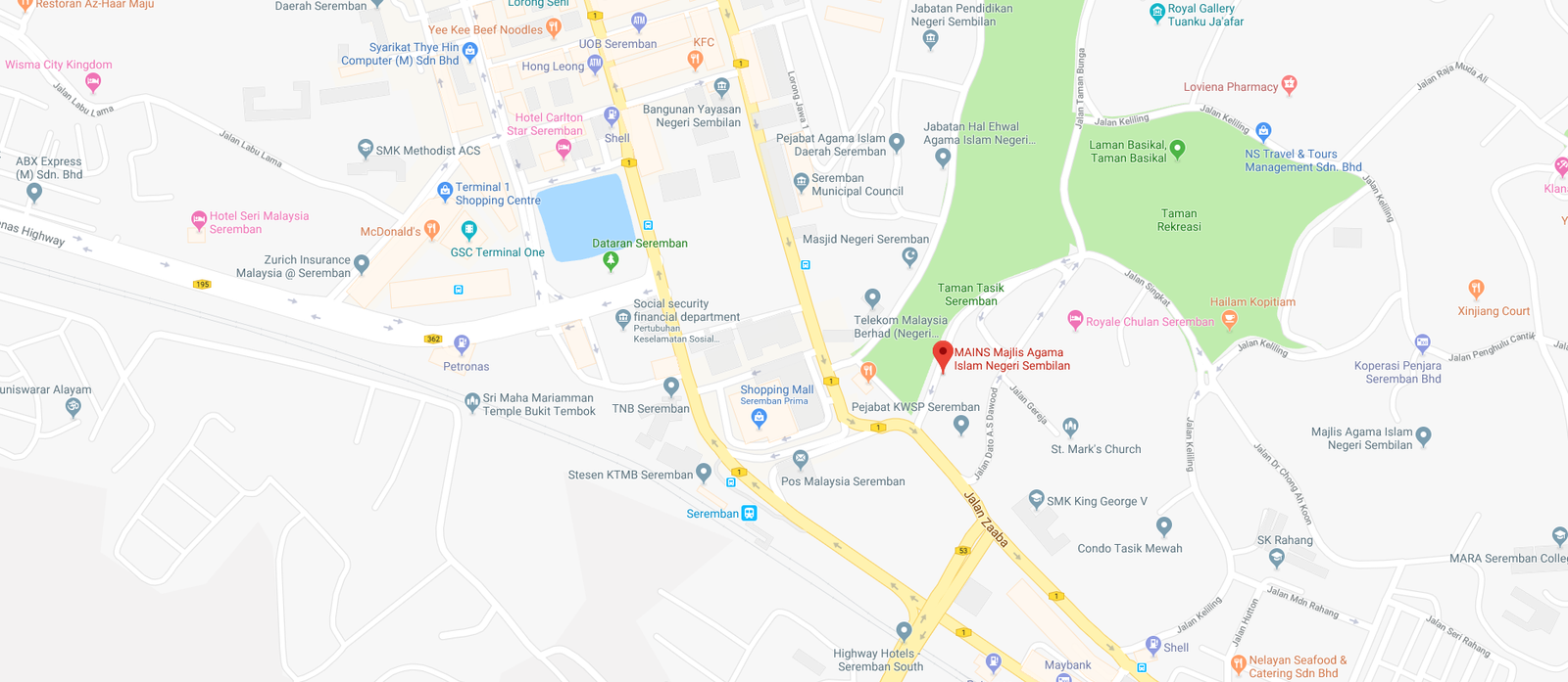 Peta Lokasi Jabatan Mufti Negeri Sembilan